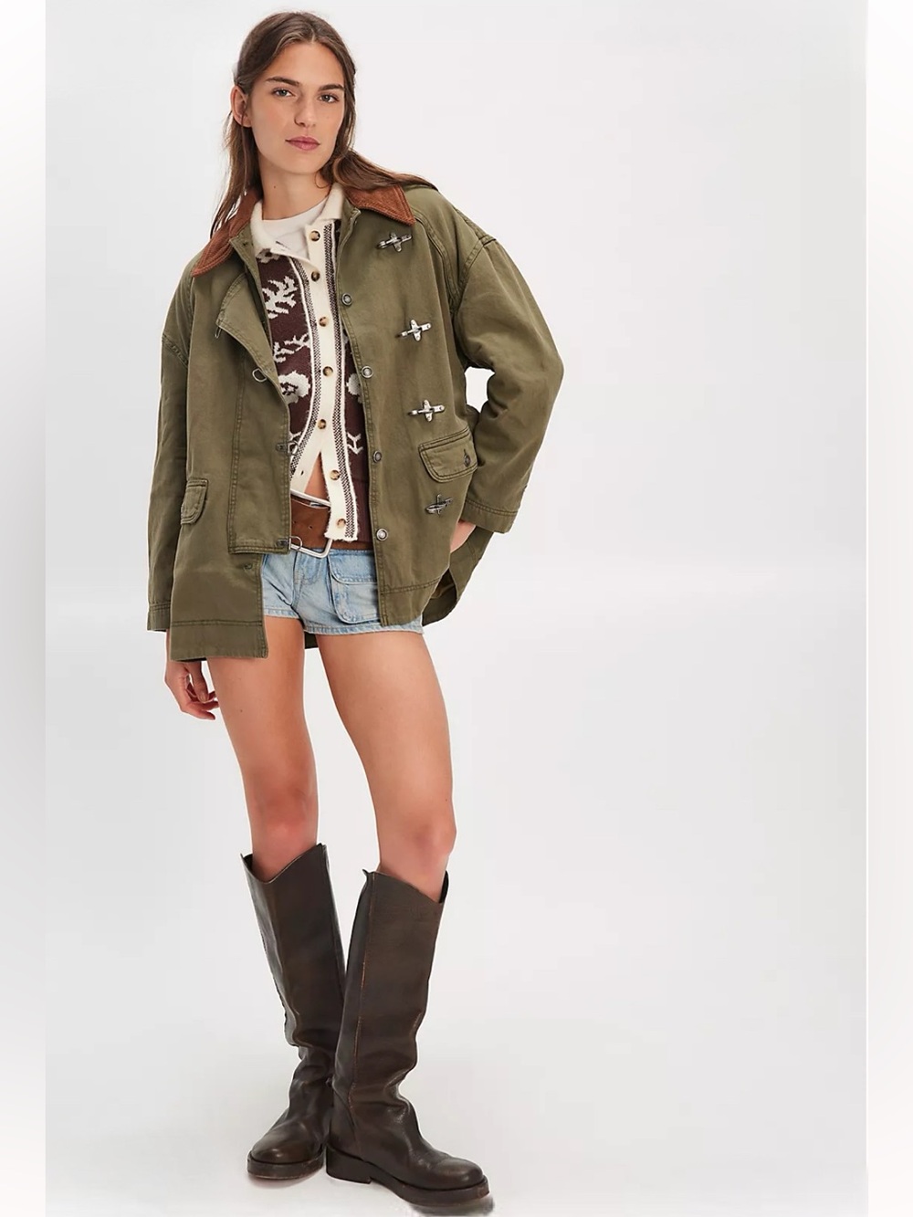 We The Free Denim Barn Coat olive green
